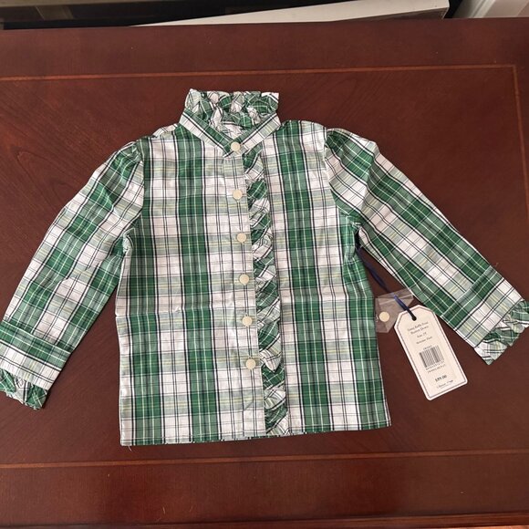 New Classic Prep Kids Childrens Girls Ginny Ruffle Front Button Down Plaid 2T